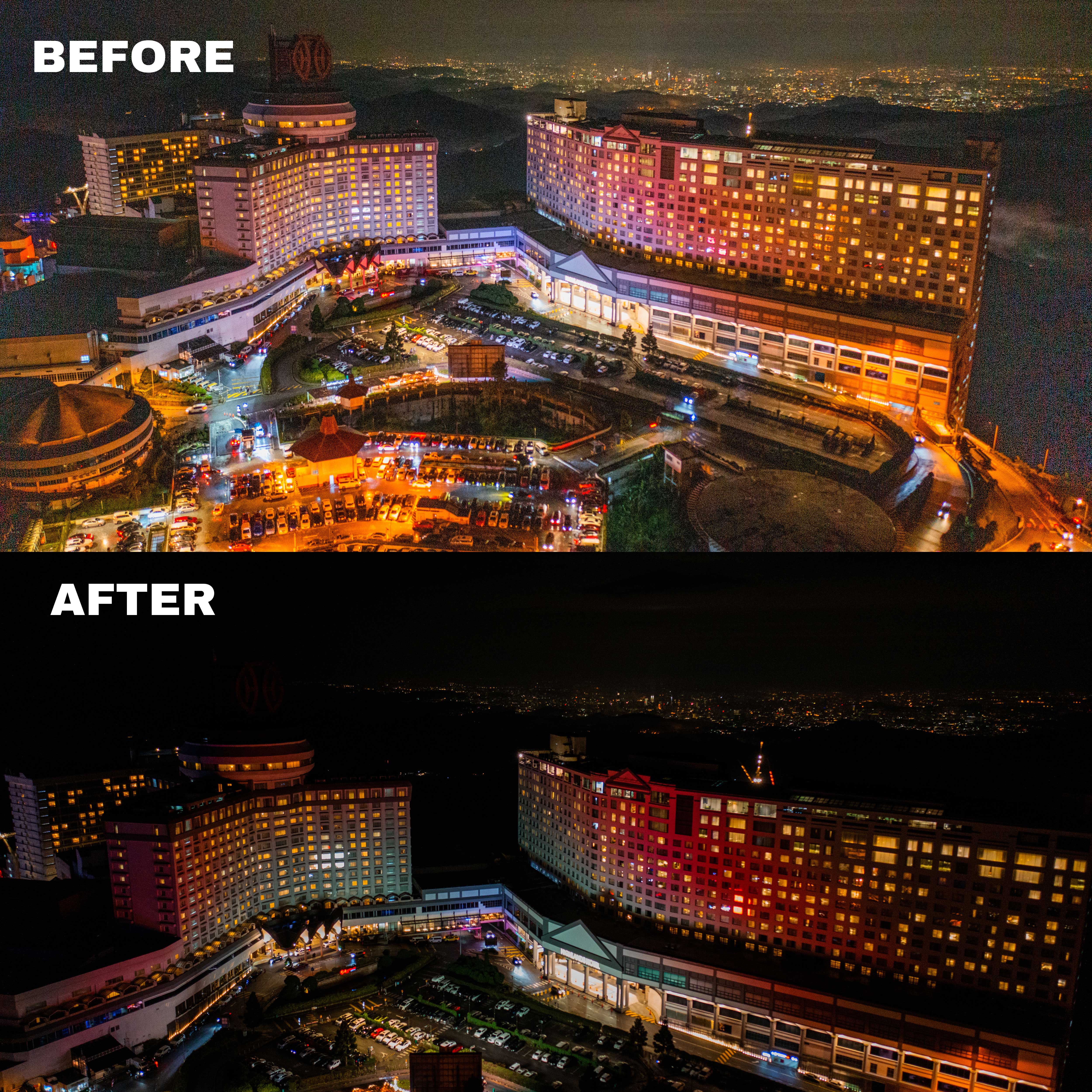 From a bird’s eye view, the lights go out in support of Earth Hour 2023 at Genting Grand and Highlands Hotel.