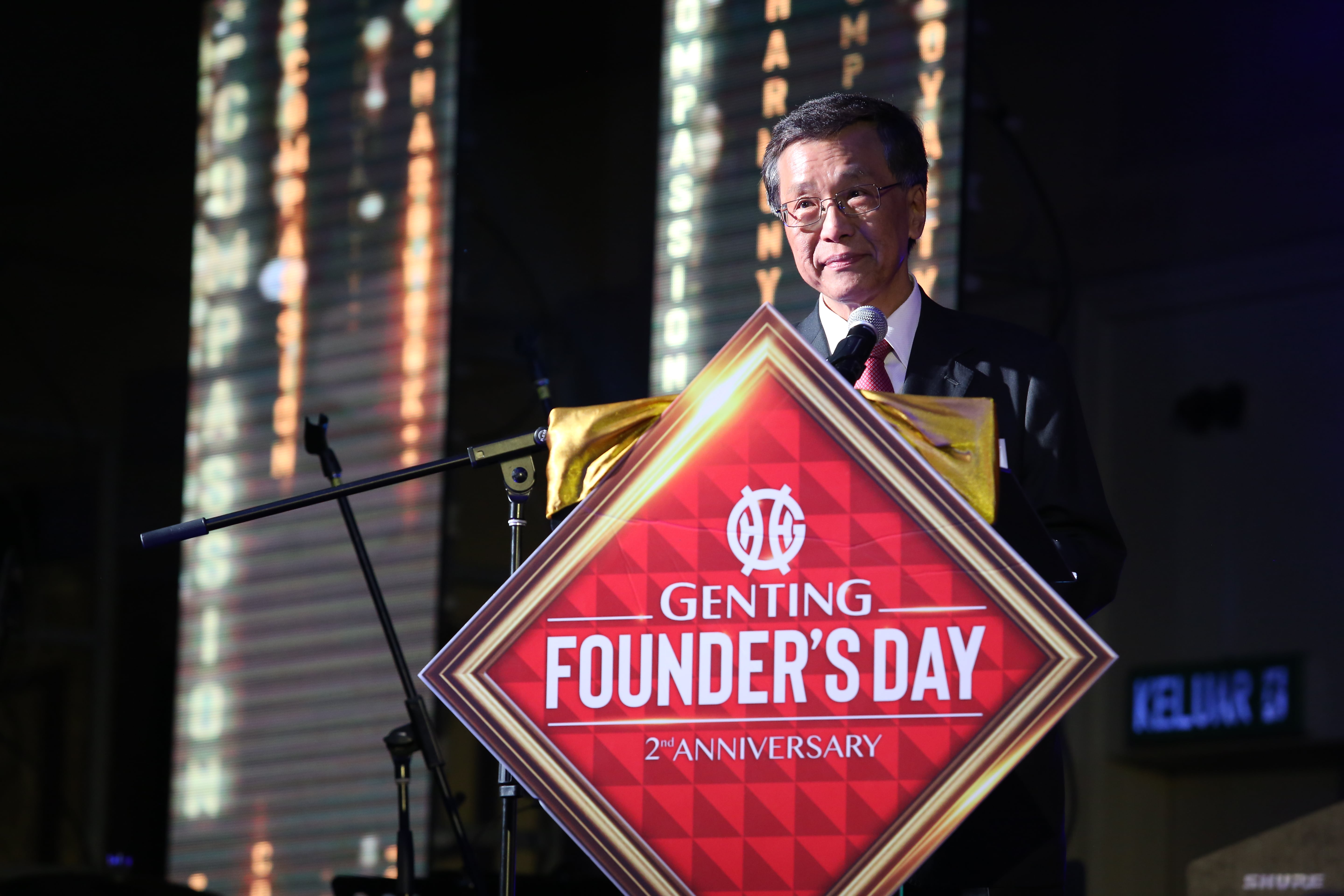 Genting Group Chairman and Chief Executive Tan Sri Lim Kok Thay delivering his speech at the second Genting Founder’s Day
